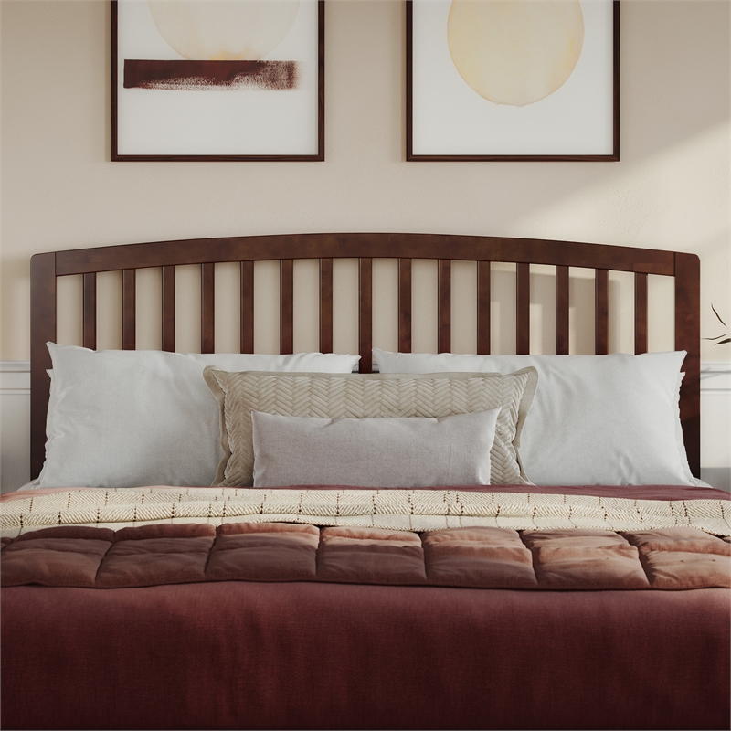 Lucia King Wood Platform Bed with Panel Footboard and Twin XL Trundle in Walnut