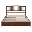 Lucia King Wood Platform Bed with Panel Footboard and Twin XL Trundle in Walnut