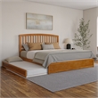 Lucia King Wood Platform Bed with Panel Footboard & TXL Trundle in Light Toffee