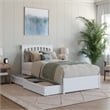 Everett Twin XL Wood Platform Bed with Panel Footboard & Drawers in White