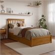 Everett Twin XL Wood Platform Bed with Panel Footboard & Drawers in Light Toffee