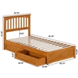 Everett Twin XL Wood Platform Bed with Panel Footboard & Drawers in Light Toffee