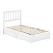 Everett Twin Wood Platform Bed with Panel Footboard and Storage Drawers in White