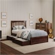 Everett Twin Wood Platform Bed with Panel Footboard & Storage Drawers in Walnut
