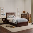 Everett Twin Wood Platform Bed with Panel Footboard & Storage Drawers in Walnut