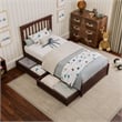Everett Twin Wood Platform Bed with Panel Footboard & Storage Drawers in Walnut