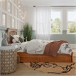 Everett Twin Wood Platform Bed with Panel Footboard & Drawers in Light Toffee