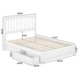 Everett Full Wood Platform Bed with Panel Footboard and Storage Drawers in White