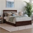 Everett Full Wood Platform Bed with Panel Footboard & Storage Drawers in Walnut