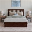 Everett Full Wood Platform Bed with Panel Footboard & Storage Drawers in Walnut