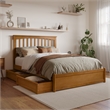 Everett Full Wood Platform Bed with Panel Footboard & Drawers in Light Toffee