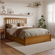 Everett Full Wood Platform Bed with Panel Footboard & Drawers in Light Toffee