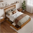 Everett Full Wood Platform Bed with Panel Footboard & Drawers in Light Toffee