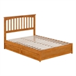 Everett Full Wood Platform Bed with Panel Footboard & Drawers in Light Toffee
