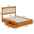 Everett Full Wood Platform Bed with Panel Footboard & Drawers in Light Toffee