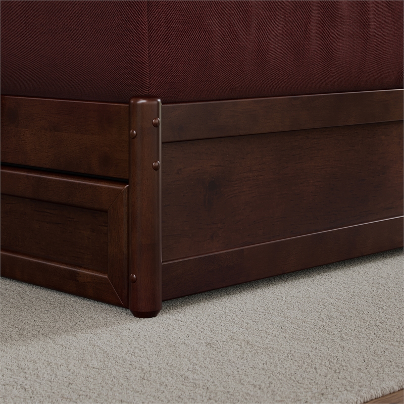 Everett Queen Wood Platform Bed with Panel Footboard & Storage Drawers in Walnut