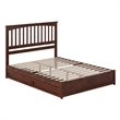 Everett Queen Wood Platform Bed with Panel Footboard & Storage Drawers in Walnut