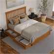 Everett Queen Wood Platform Bed with Panel Footboard & Drawers in Light Toffee