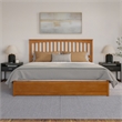 Everett King Wood Platform Bed with Panel Footboard & Drawers in Light Toffee