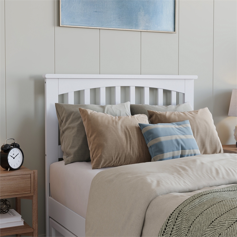 Everett Twin XL Wood Platform Bed with Panel Footboard &  Trundle in White