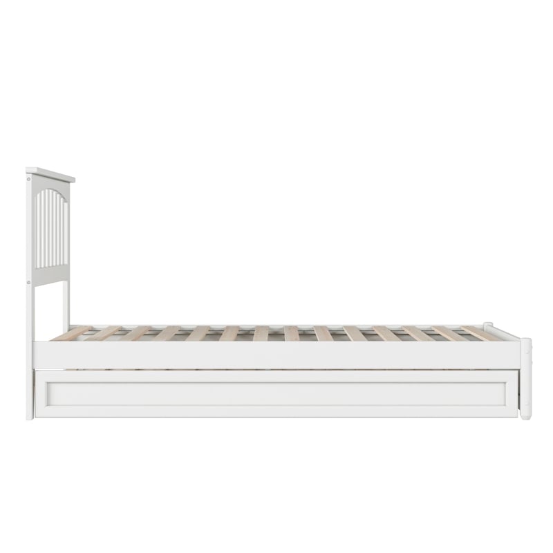 Everett Twin XL Wood Platform Bed with Panel Footboard &  Trundle in White