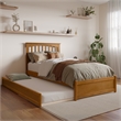 Everett Twin XL Platform Bed with Panel Footboard & TXL Trundle in Light Toffee