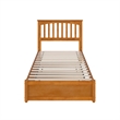 Everett Twin XL Platform Bed with Panel Footboard & TXL Trundle in Light Toffee