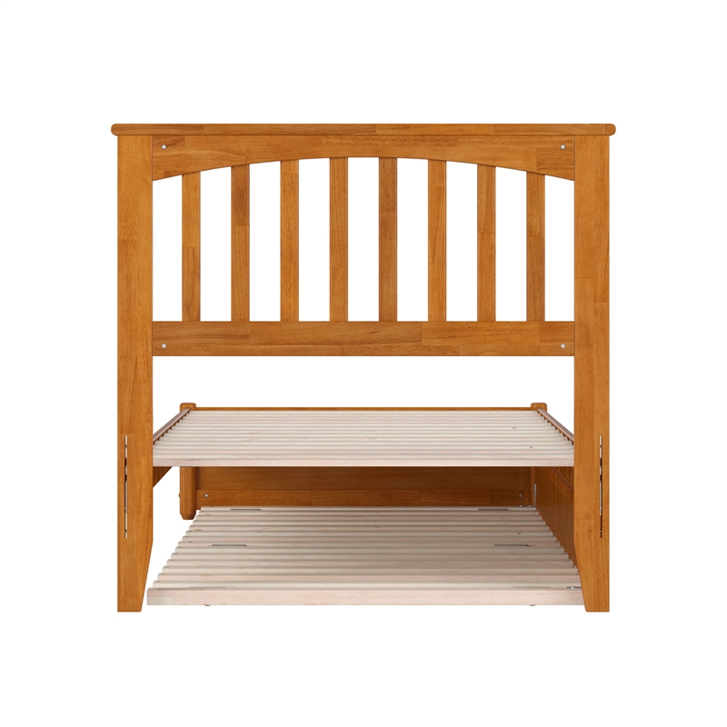 Everett Twin XL Platform Bed with Panel Footboard & TXL Trundle in Light Toffee