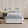 Everett Twin Wood Platform Bed with Panel Footboard and Twin Trundle in White