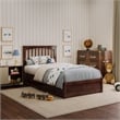 Everett Twin Wood Platform Bed with Panel Footboard and Twin Trundle in Walnut