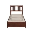 Everett Twin Wood Platform Bed with Panel Footboard and Twin Trundle in Walnut