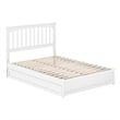 Everett Full Wood Platform Bed with Panel Footboard and Twin Trundle in White