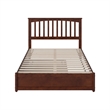 Everett Full Wood Platform Bed with Panel Footboard and Twin Trundle in Walnut