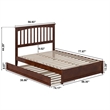 Everett Full Wood Platform Bed with Panel Footboard and Twin Trundle in Walnut
