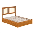 Everett Full Platform Bed with Panel Footboard & Twin Trundle in Light Toffee