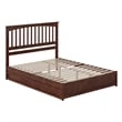 Everett Queen Wood Platform Bed with Panel Footboard & Twin XL Trundle in Walnut