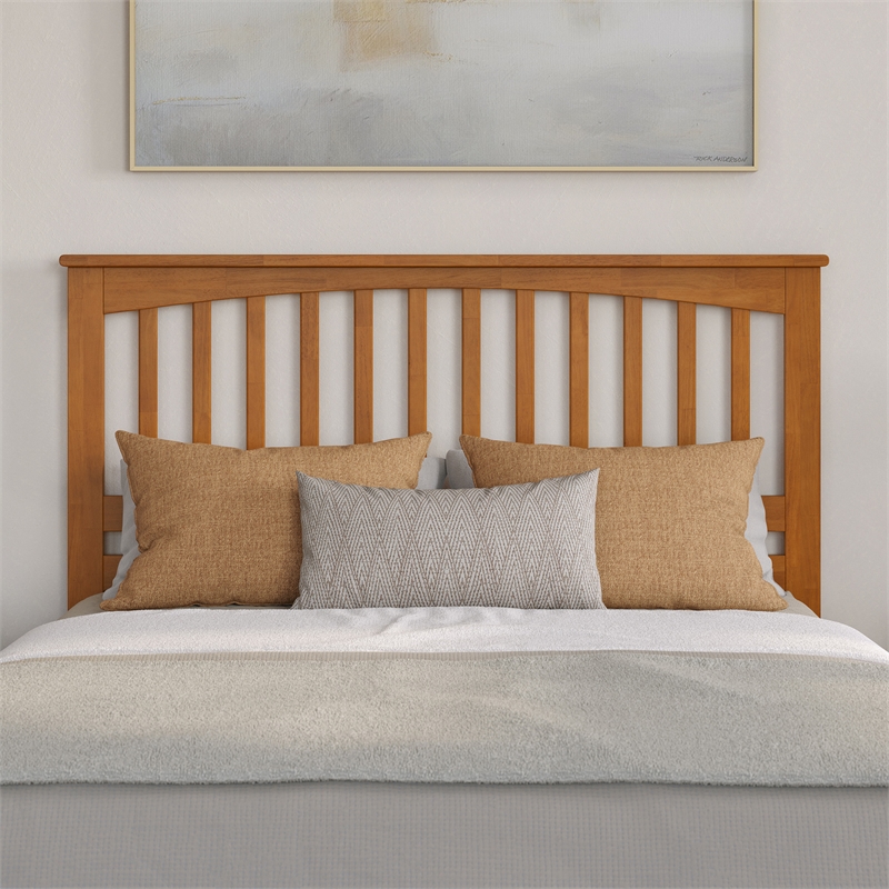 Everett Queen Platform Bed with Panel Footboard & TXL Trundle in Light Toffee