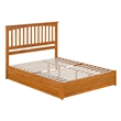 Everett Queen Platform Bed with Panel Footboard & TXL Trundle in Light Toffee
