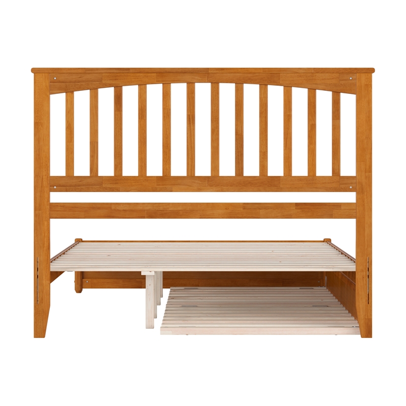 Everett Queen Platform Bed with Panel Footboard & TXL Trundle in Light Toffee