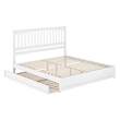 Everett King Wood Platform Bed with Panel Footboard and Twin XL Trundle in White
