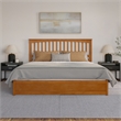 Everett King Platform Bed with Panel Footboard & TXL Trundle in Light Toffee