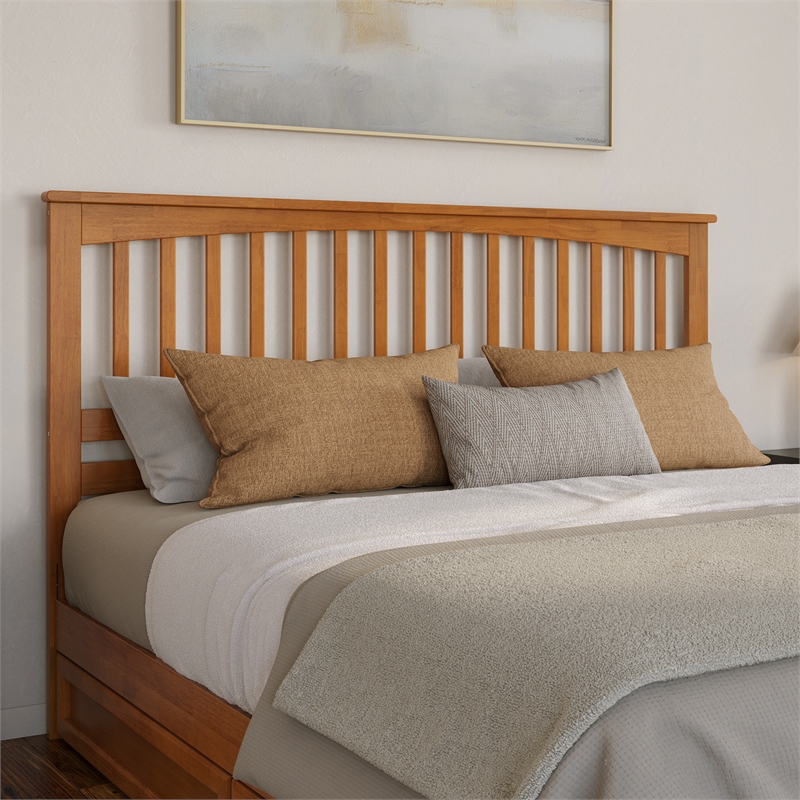 Everett King Platform Bed with Panel Footboard & TXL Trundle in Light Toffee