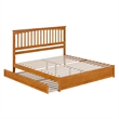 Everett King Platform Bed with Panel Footboard & TXL Trundle in Light Toffee