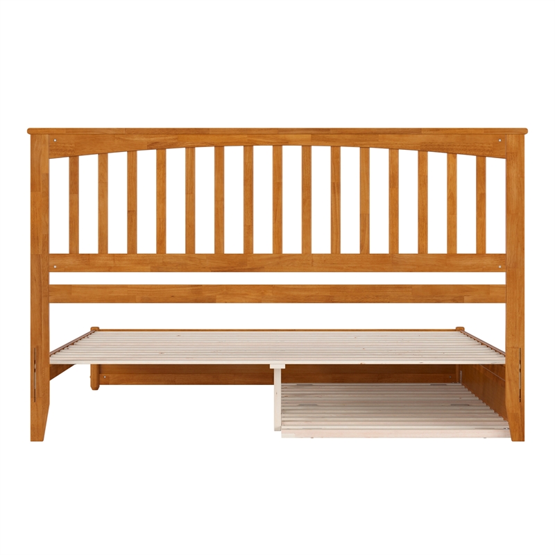 Everett King Platform Bed with Panel Footboard & TXL Trundle in Light Toffee