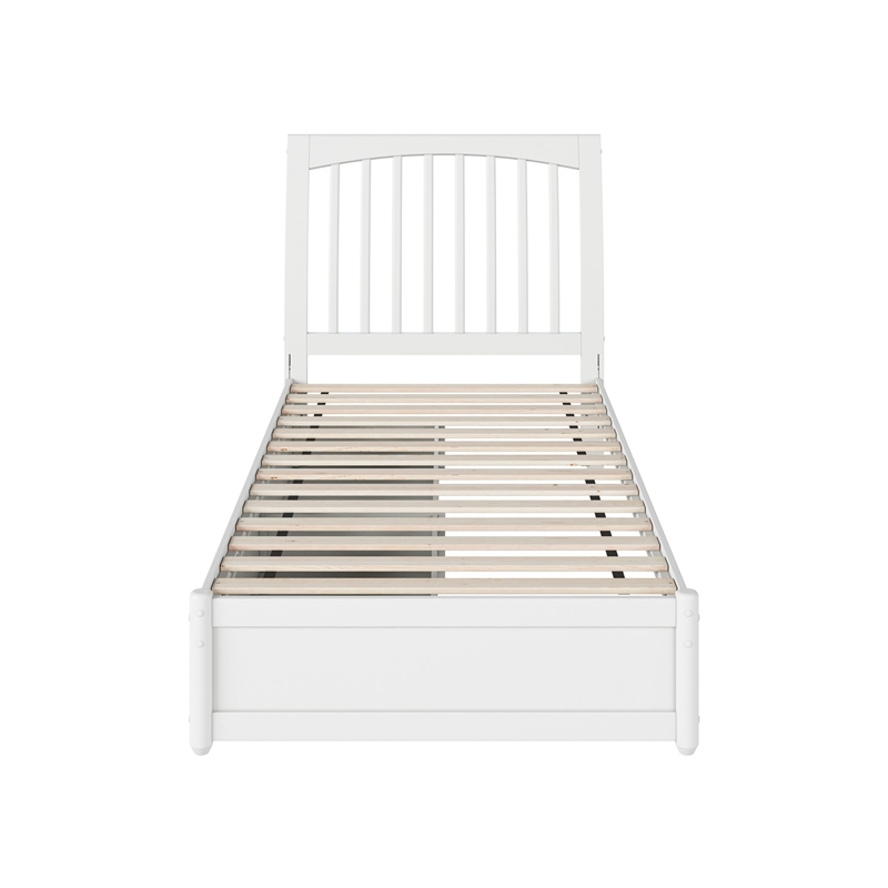 Roslyn Twin XL Platform Bed with Panel Footboard & 2 Storage Drawers in White