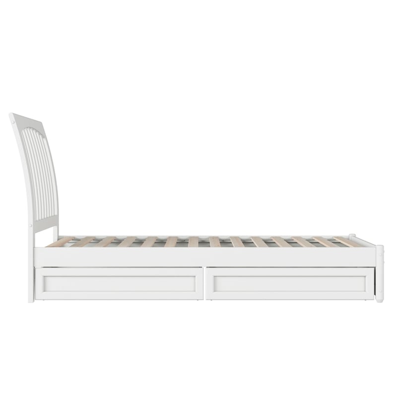 Roslyn Twin XL Platform Bed with Panel Footboard & 2 Storage Drawers in White