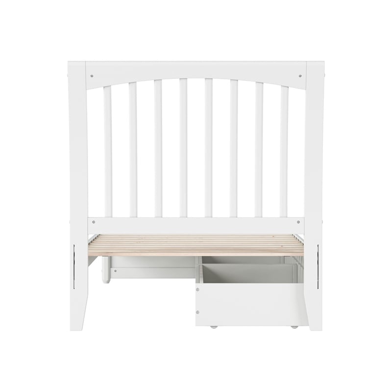 Roslyn Twin XL Platform Bed with Panel Footboard & 2 Storage Drawers in White