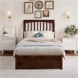 Roslyn Twin XL Platform Bed with Panel Footboard & 2 Storage Drawers in Walnut
