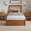 Roslyn Twin XL Platform Bed Panel Footboard & 2 Storage Drawers in Light Toffee