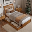 Roslyn Twin XL Platform Bed Panel Footboard & 2 Storage Drawers in Light Toffee